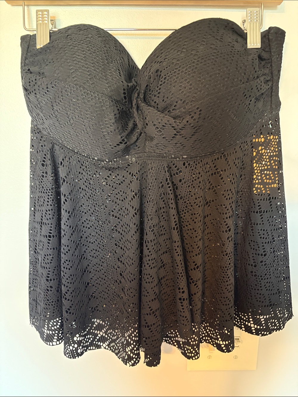 Kona Sol Black Strapless Eyelet Swim Top